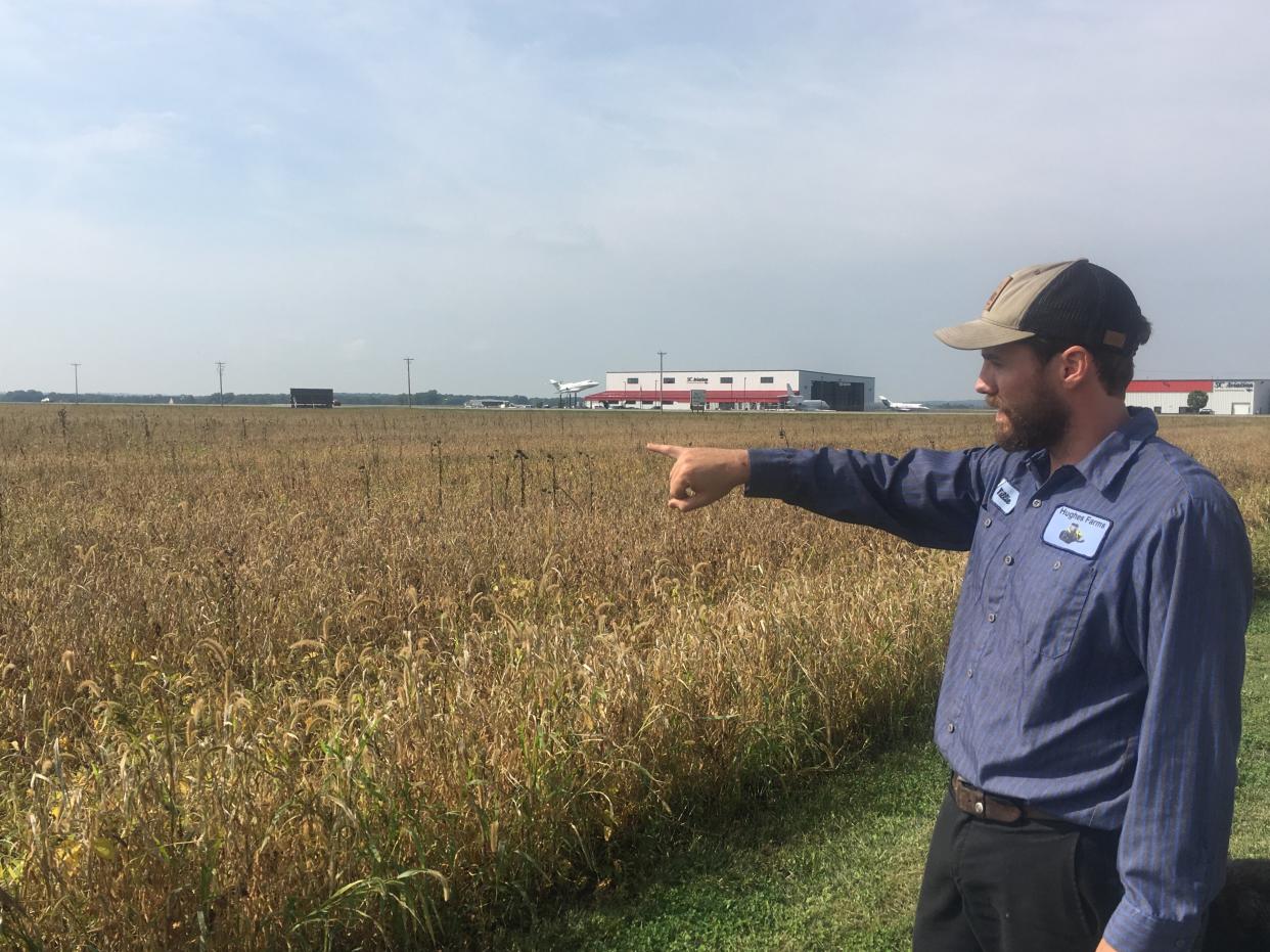 Will Hughes looks over 400 acres of organic soybeans at his family's farm in Janesville, Wisconsin. The farm has lost about $500,000 in income because of President Donald Trump's trade war with China. (Photo: S.V. Date/HuffPost)