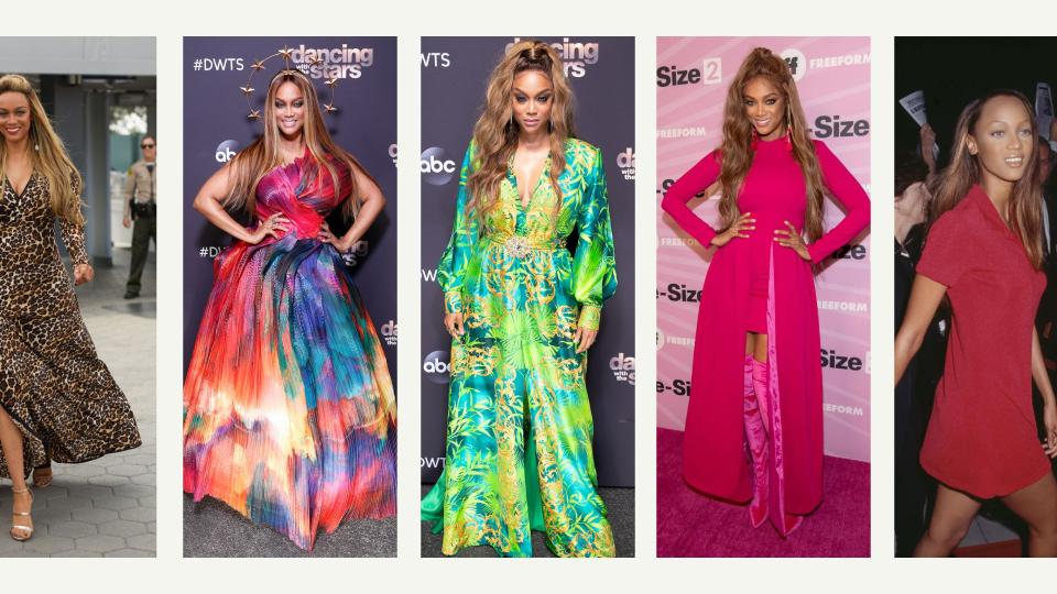 <p> <strong>If you're a fan of bold, colourful style, then Tyra Banks' best looks are the right fit for you. The model and presenter has had plenty of fun with fashion during her impressive career and has stepped out in an array of stunning outfits during her decades in the spotlight - including shimmering partywear and sweeping red-carpet gowns.</strong> </p> <p> Banks first rose to attention as a teenage model, and from the early 1990s, she started to walk the catwalks of high-end global brands - including multiple Victoria's Secret Fashion Shows and graced the pages of some of the world's top magazines. In 1996, she became the first Black woman to be pictured on the cover of Sports Illustrated's iconic 'swimsuit' issue. By the turn of the millennium she had reached 'supermodel' status in the fashion industry. </p> <p> The star then made a successful move into the TV world in the early 2000s. She famously appeared in America's Next Top Model and launched The Tyra Banks Show - winning an Emmy Award for the latter. Other notable moments on the small screen include being the host of three seasons of Dancing With The Stars. </p> <p> All of which has given Banks plenty of opportunity to showcase her impressive personal style. The star embraces every opportunity to dress up - and keeps things sartorially interesting with a mix of fabrics, silhouettes, hemlines and statement accessories. She isn't afraid of a print or eye-catching accessory and is proof that more is more when it comes to head-turning style.   </p>