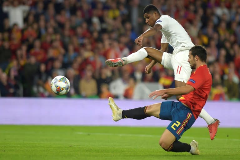 England's Marcus Rashford gave Jonny and the other Spanish defenders a difficult time