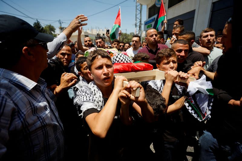 Funeral of Palestinian boy Mohammad al-Tamimi who was shot by Israeli forces, near Ramallah