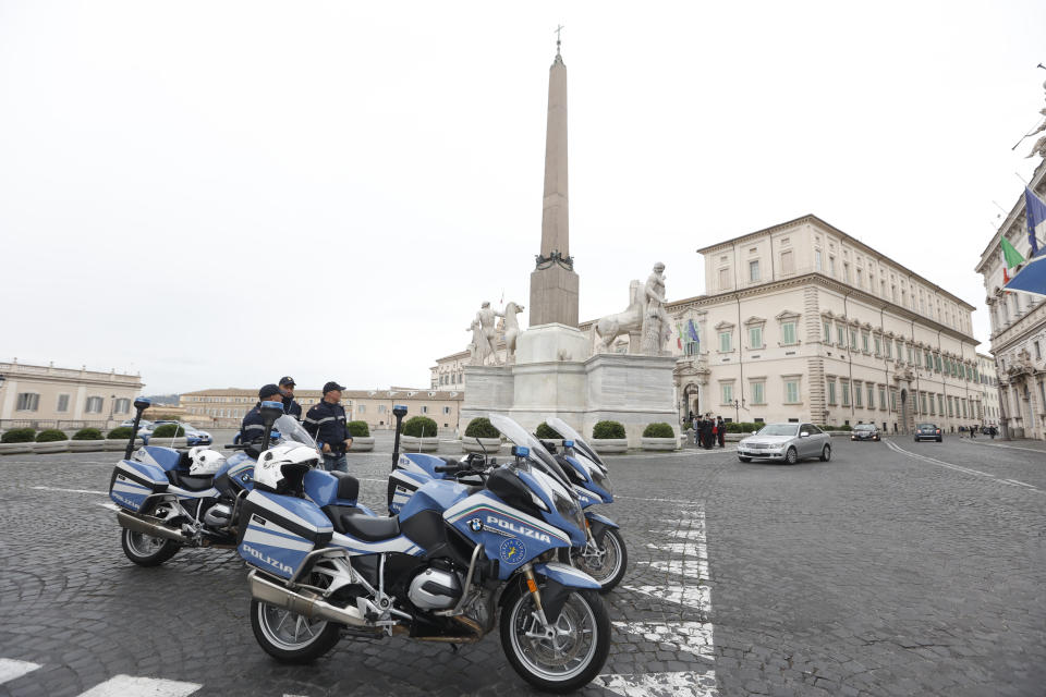 An exterior view of the Quirinale presidential palace in Rome where Ukrainian president Volodymr Zelenskyy is expected to meet with Italian President Sergio Mattarella, Saturday, May 13, 2023. Zelenskyy is in Italy for a one-day visit and will meet with Pope Francis at The Vatican. (AP Photo/Riccardo de Luca)