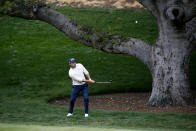 Patrick Cantlay hits to the 17th green during the final round of the Zozo Championship golf tournament Sunday, Oct. 25, 2020, in Thousand Oaks, Calif. (AP Photo/Ringo H.W. Chiu)