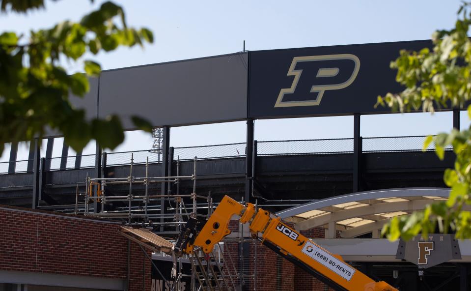 Construction continues on Ross Ade Stadium. Photo taken, Thursday, July 27, 2023, at Purdue University’s Ross-Ade Stadium in West Lafayette, Ind. 