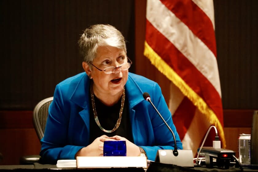 WESTWOOD CA SEPTEMBER 18, 2019 -- University of California President Janet Napolitano, who has championed immigrant students and sexual abuse victims but whose management of the UC system has sparked criticism, announced Wednesday, September 18, 2019, she was resigning. (Al Seib / Los Angeles Times)