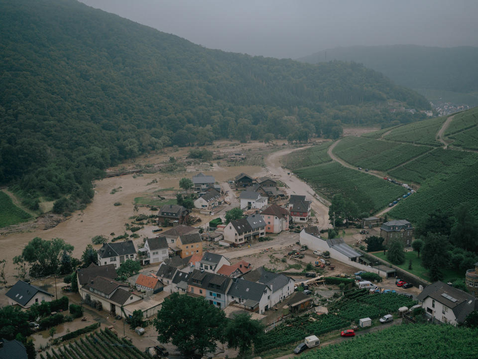 A view of the flood-damaged village of Dernau from a hillside on July 15, 2021.<span class="copyright">DOCKS Collective</span>