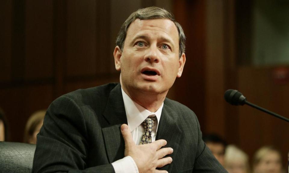 John Roberts answers a question on the last day of his public testimony at his Senate Judiciary Committee confirmation hearings in 2005.