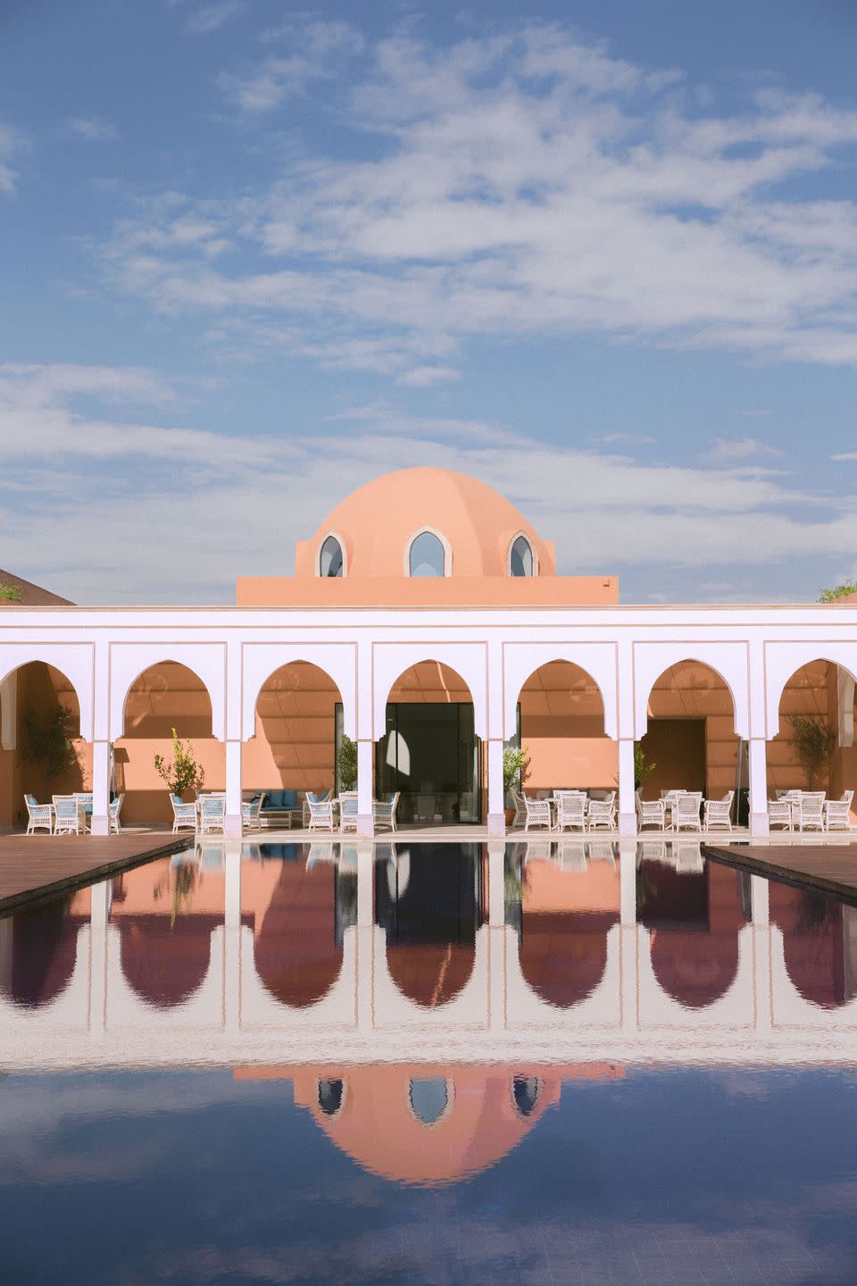 restaurant azur, overlooking the main swimming pool at the oberoi, marrakech