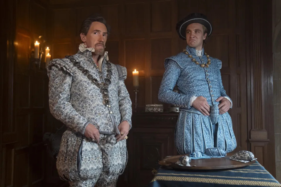 Rob Brydon as Lord Dudley and Henry Ashton as Stan Dudley in My Lady Jane on Prime Video (Jonathan Prime/Prime Video)