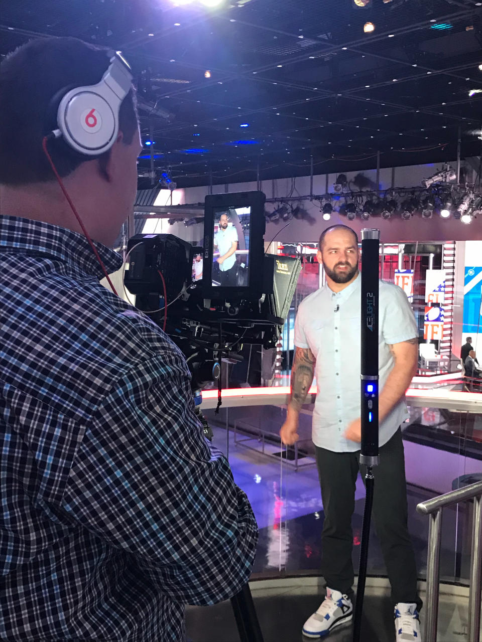 Mike Golic Jr. shoots SportsCenter for Snapchat on May 29, 2018. (Daniel Roberts/Oath)