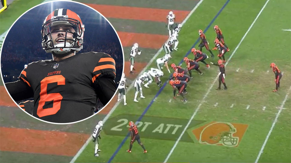 Cleveland’s incredible trick-play was capped off by rookie Baker Mayfield. Pic: Getty/NFL