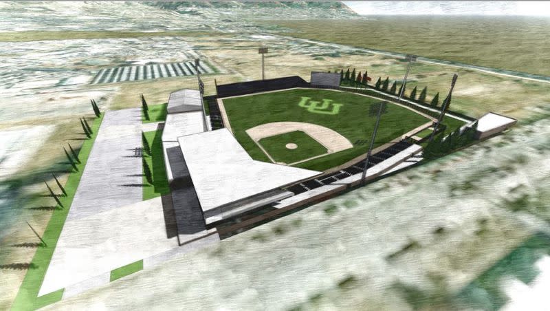 Rending of plans for University of Utah’s new $35 million on-campus baseball stadium.