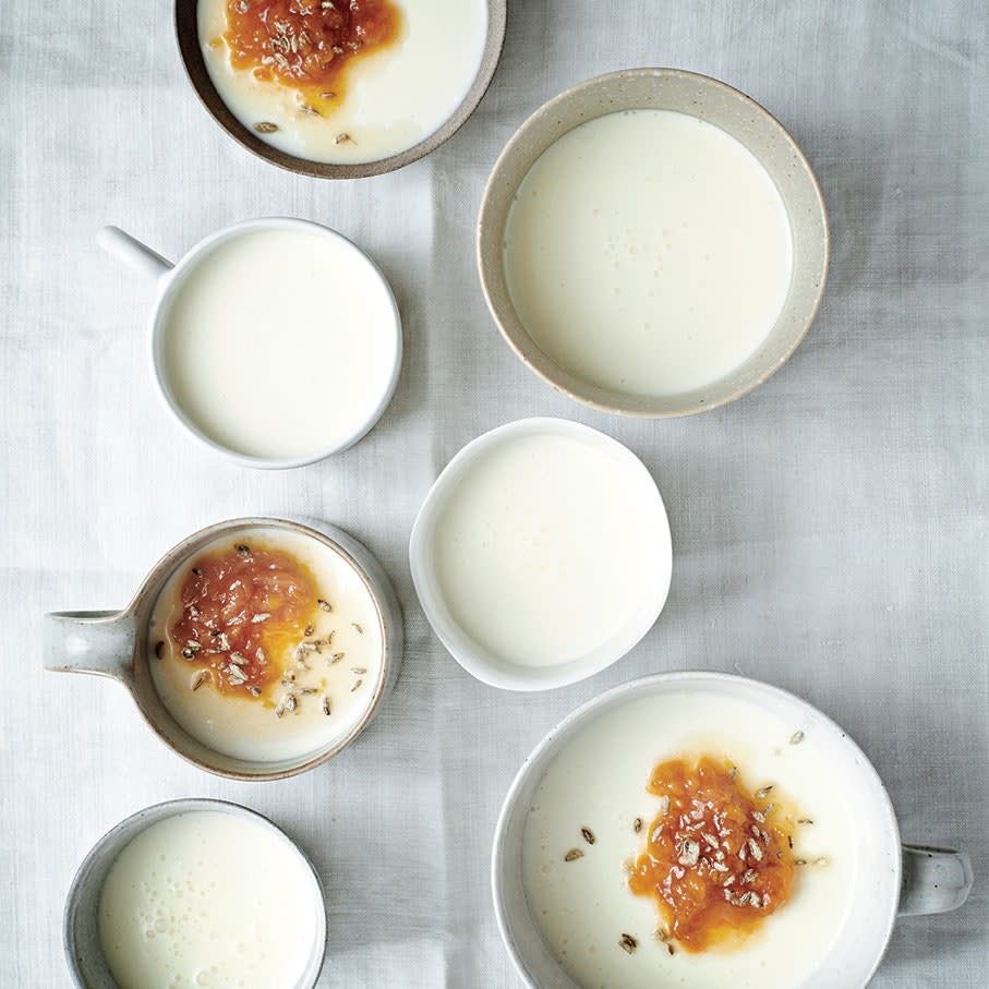 Buttermilk Panna Cotta with Apricot and Candied Fennel