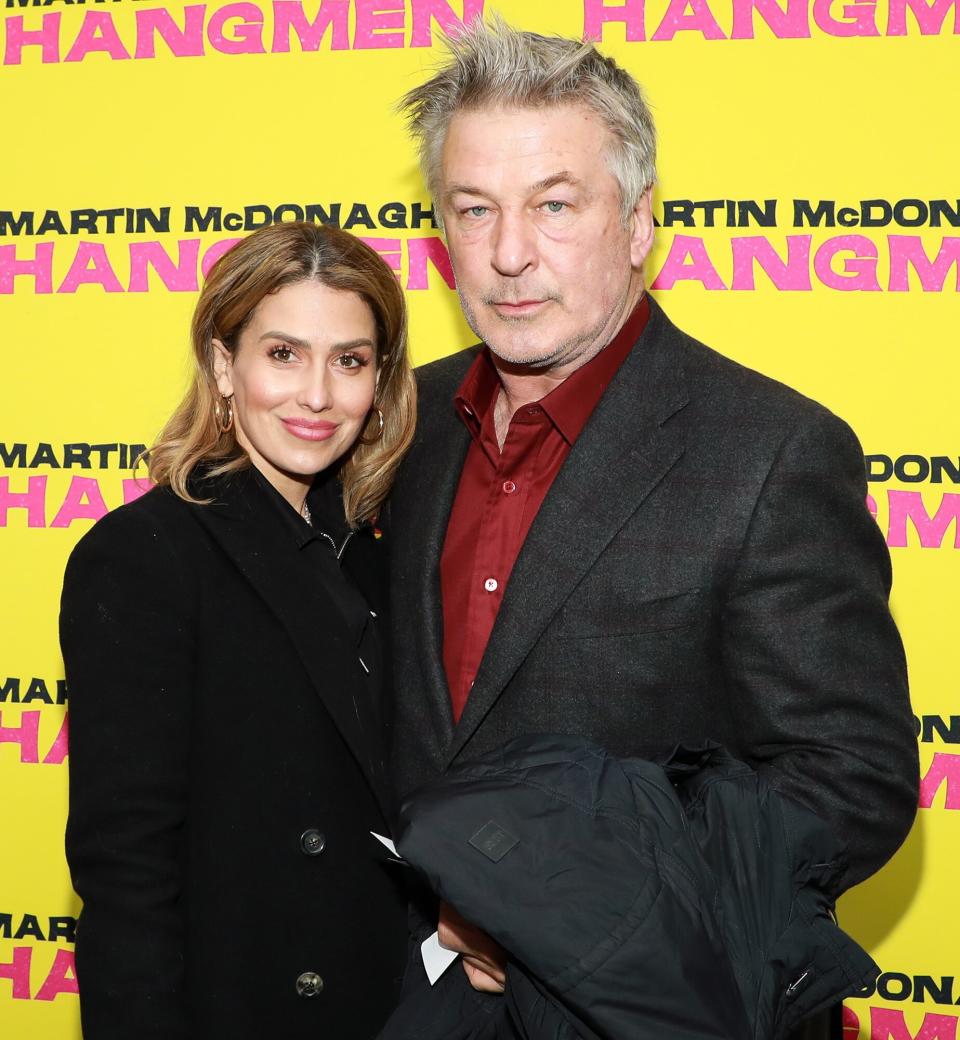 Hilaria Baldwin and Alec Baldwin attend the opening night of "Hangmen" on Broadway at Golden Theatre on April 21, 2022 in New York City