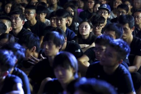 University students wearing black attend a rally at the University of Hong Kong in Hong Kong, China October 9, 2015. REUTERS/Bobby Yip