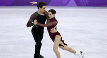 <p>FEBRUARY 20: Tessa Virtue and Scott Moir of Canada compete during the Figure Skating Ice Dance Free Dance program on day eleven of the PyeongChang 2018 Winter Olympic Games at Gangneung Ice Arena on February 20, 2018 in Gangneung, South Korea. (Photo by Jean Catuffe/Getty Images) </p>
