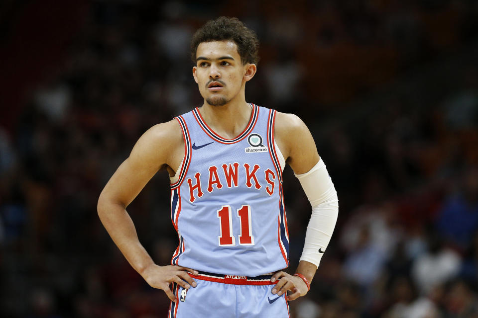 Trae Young is averaging 18.4 points, 3.6 rebounds and 7.7 assists this season. (Getty Images)