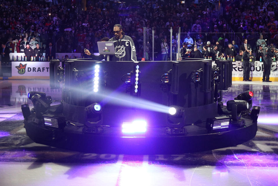 Snoop Dogg’s relationship with the NHL has been a peculiar one. (Dave Sandford/NHLI via Getty Images)