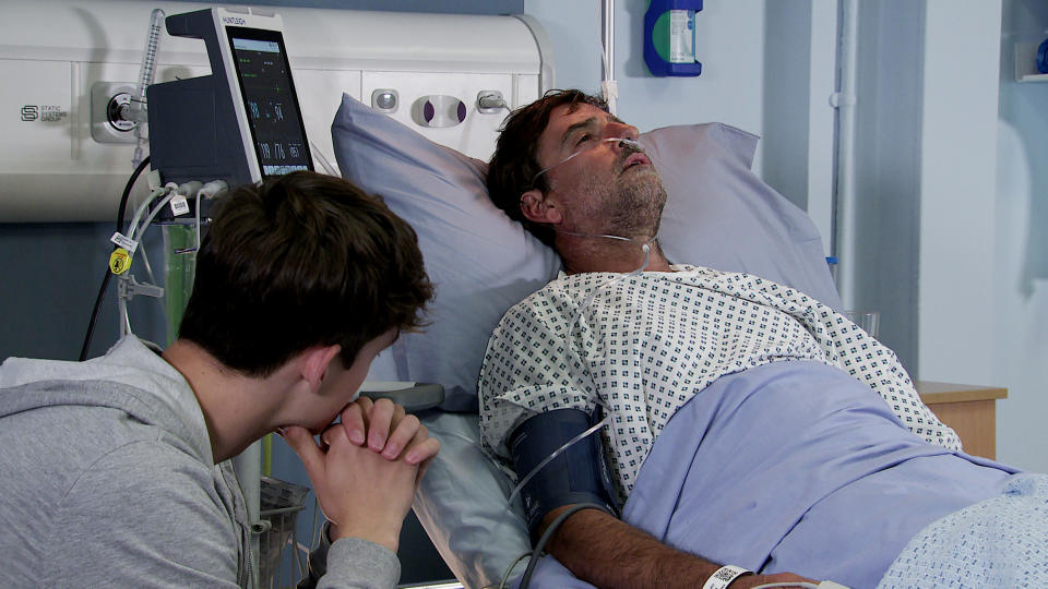 FROM ITV

STRICT EMBARGO - No Use Before Tuesday 4th October 2022

Coronation Street - Ep 1076566

Monday 10th October 2022

At the hospital Aaronâ€™s [JAMES CRAVEN] relieved when his dad comes to, but is heartbroken when Eric [CRAIG CHEETHAM ] groggily wishes he hadnâ€™t survived. Aaron blames himself for ignoring his messages and leaving him unsupervised. 

Picture contact - David.crook@itv.com

This photograph is (C) ITV Plc and can only be reproduced for editorial purposes directly in connection with the programme or event mentioned above, or ITV plc. Once made available by ITV plc Picture Desk, this photograph can be reproduced once only up until the transmission [TX] date and no reproduction fee will be charged. Any subsequent usage may incur a fee. This photograph must not be manipulated [excluding basic cropping] in a manner which alters the visual appearance of the person photographed deemed detrimental or inappropriate by ITV plc Picture Desk. This photograph must not be syndicated to any other company, publication or website, or permanently archived, without the express written permission of ITV Picture Desk. Full Terms and conditions are available on  www.itv.com/presscentre/itvpictures/terms
