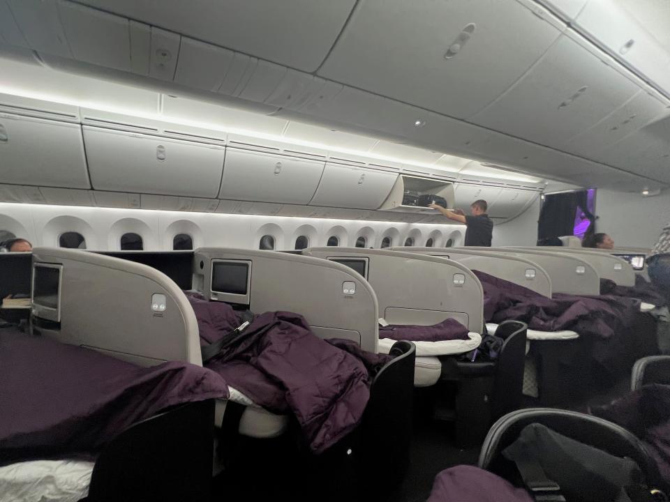 Flying Air New Zealand in business class.