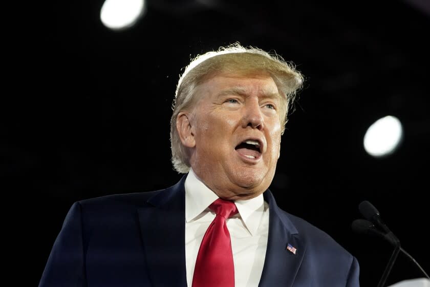 Former President Donald Trump speaks at the Road to Majority conference Friday, June 17, 2022, in Nashville, Tenn. (AP Photo/Mark Humphrey)