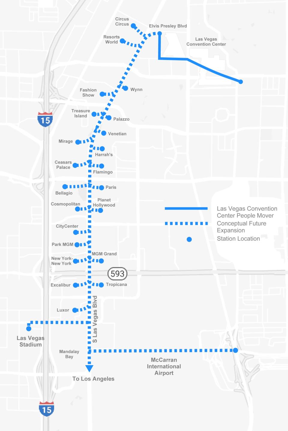 Proposed Boring Company tunnel route for Las Vegas