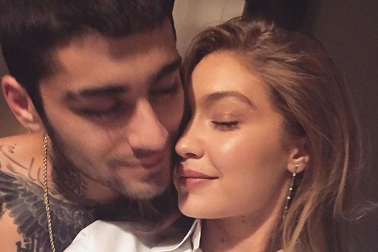 Cuddles: Zayn Malik and Gigi Hadid looked loved-up in a new selfie: Instagram / Gigi Hadid