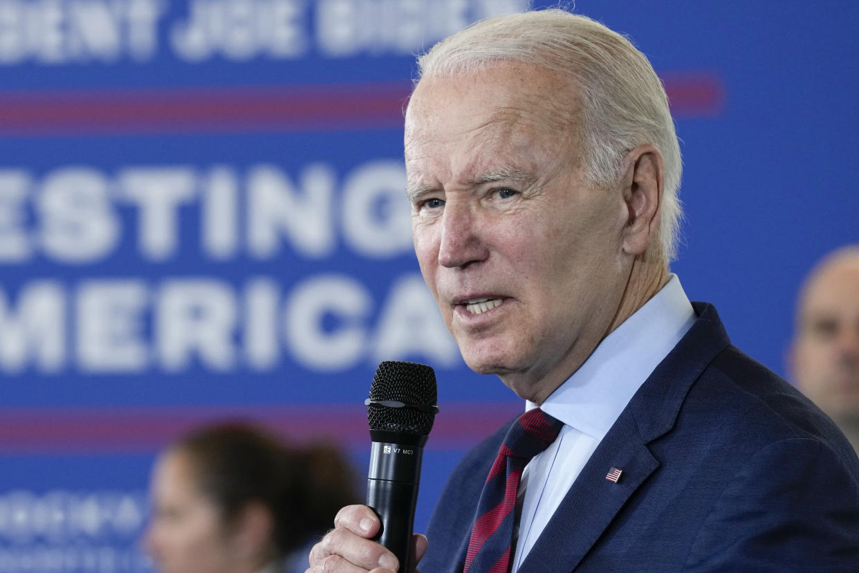 President Joe Biden speaks at Nash Community College in Rocky Mount, N.C., Friday, June 9, 2023. (AP Photo/Susan Walsh)