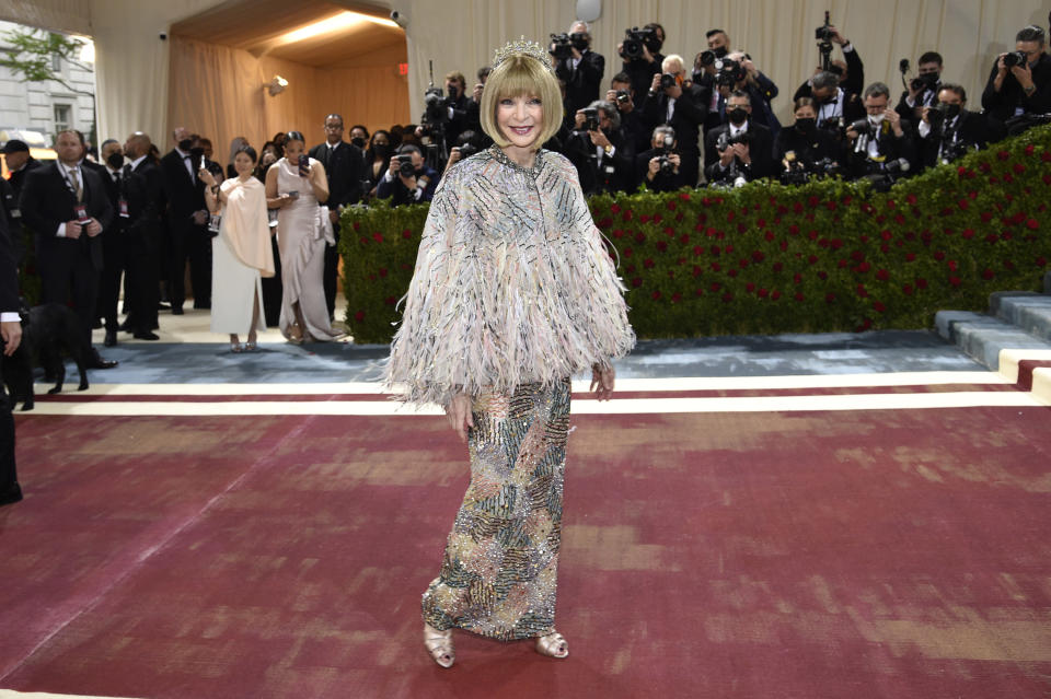 Anna Wintour attends The Metropolitan Museum of Art's Costume Institute benefit gala celebrating the opening of the "In America: An Anthology of Fashion" exhibition on Monday, May 2, 2022, in New York. (Photo by Evan Agostini/Invision/AP)