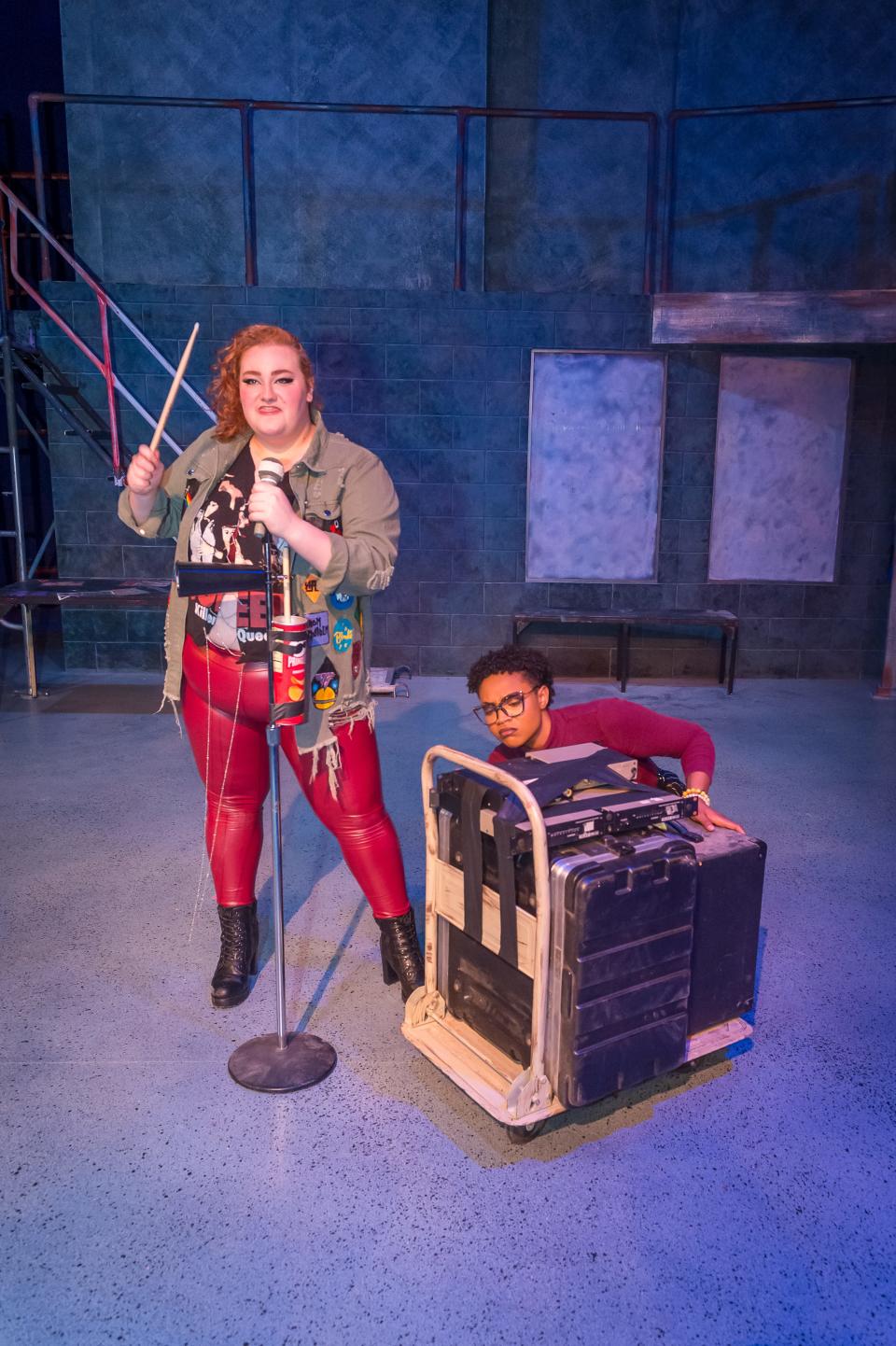 Brooklynn King and Jay Hayes perform in Amarillo Little Theatre's production of "RENT."