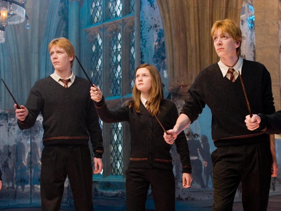 Fred, Ginny and George Weasley, in 'Harry Potter and the Order of the Phoenix' (Warner Bros)