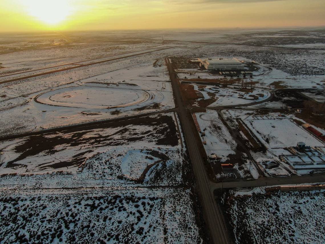 The city of Mountain Home is hoping the 280-unit Turner House Depot can help fill its housing shortage. The homes are being built at bottom left in this western-facing drone shot.