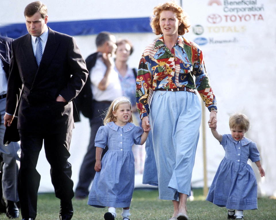 WINDSOR, UNITED KINGDOM - MAY 16:  Duke And Duchess Of York With Their Children Princess Beatrice And Princess Eugenie At Royal Windsor Horse Show After Their Official Separation.  (Photo by Tim Graham Photo Library via Getty Images)