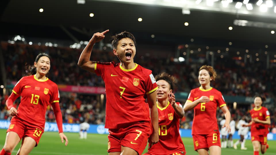 Wang Shuang celebrates with teammates after scoring for China against Haiti.  - Maddie Meyer/FIFA/Getty Images