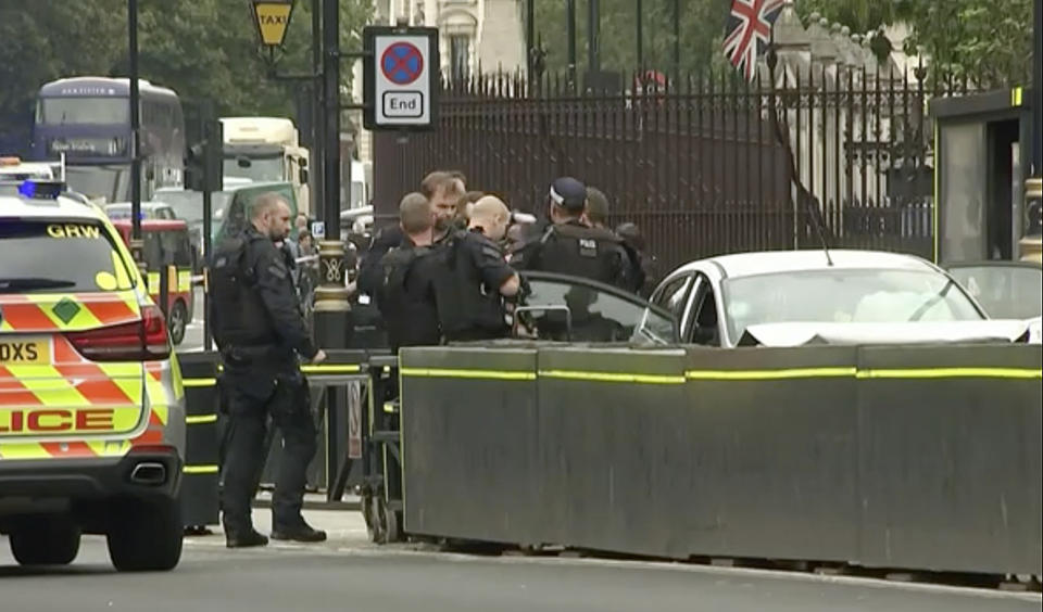 Car crash outside U.K. Parliament