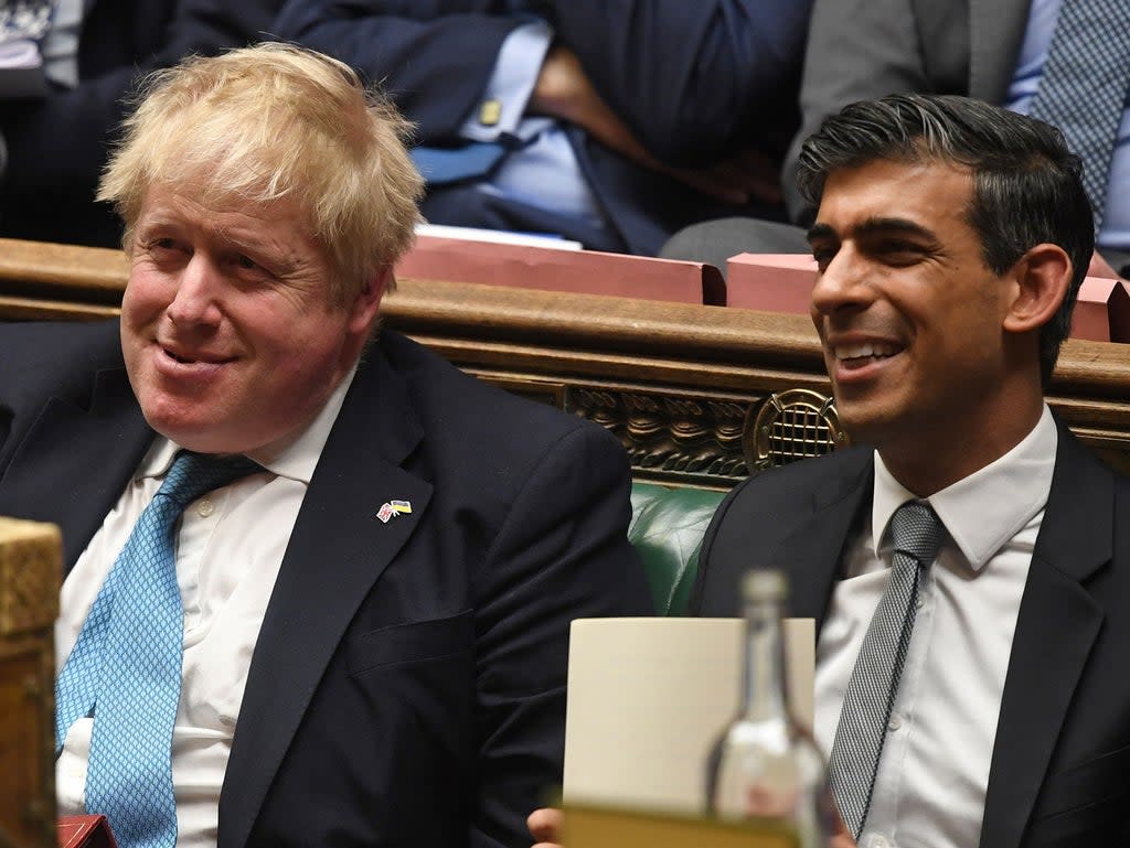 Bereaved families have said Boris Johnson and Rishi Sunak ‘took us all for mugs’ after the pair were fined for breaking lockdown rules (Jessica Taylor/UK Parliament/AFP via Getty Images)