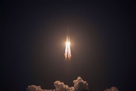 The Long March-5 Y2 rocket takes off from Wenchang Satellite Launch Center in Wenchang, Hainan Province, China July 2, 2017. REUTERS/Stringer