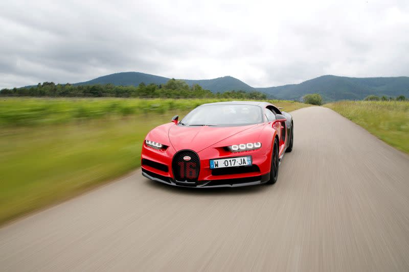FILE PHOTO: A Bugatti Chiron sports car is driven on a road near Molsheim