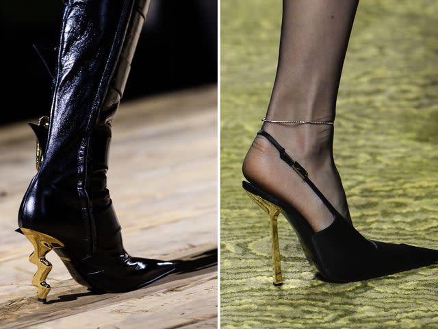 <p>Getty Images</p> From left: Moschino, Saint Laurent