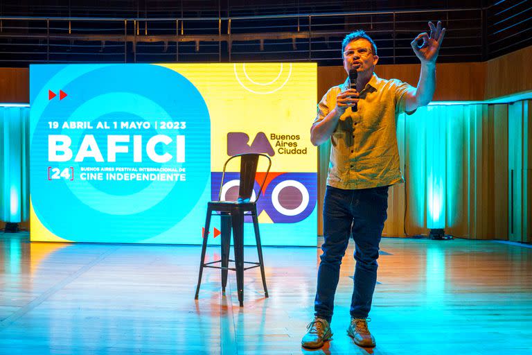 El director artístico Javier Porta Fouz en la presentacion del Bafici 2023 en la Usina del Arte