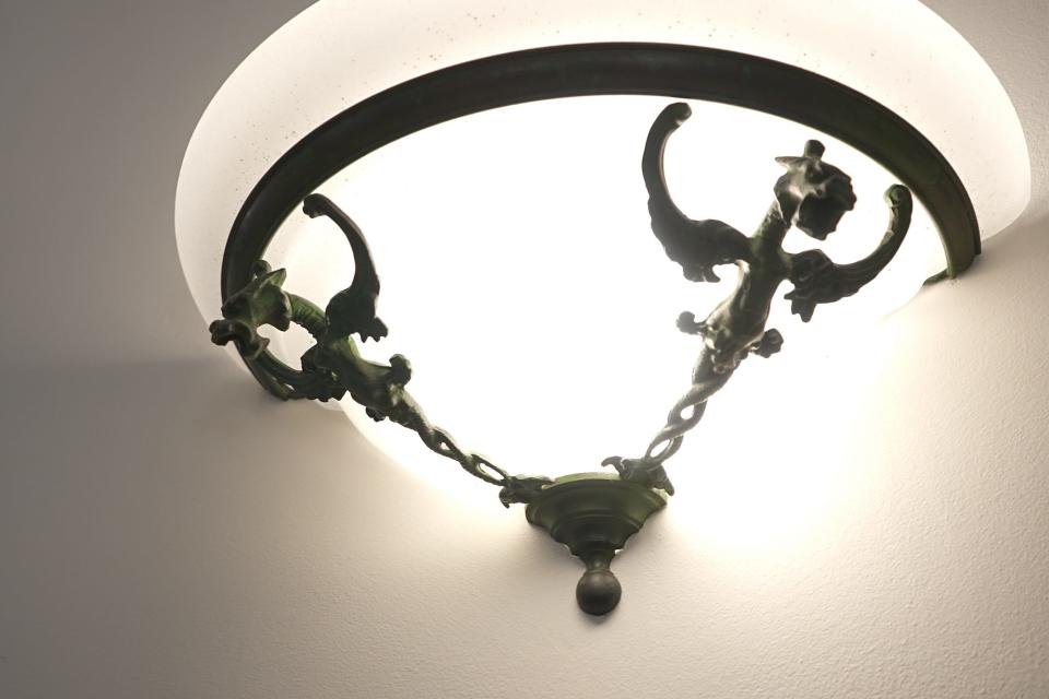 A close-up shot of a chandelier.