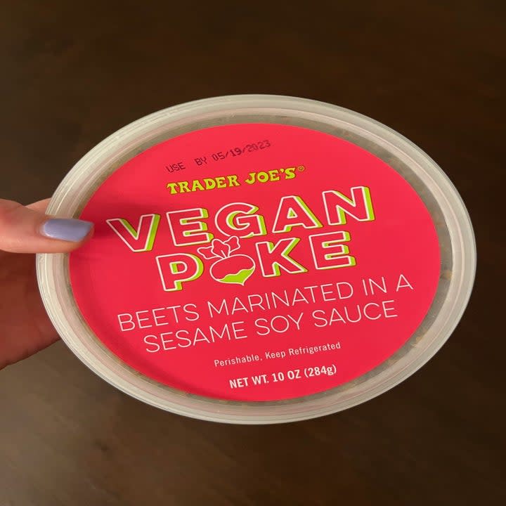 A package of vegan poke.