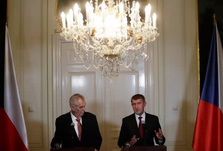 Leader of ANO Party Andrej Babis meets President Milos Zeman in Prague, Czech Republic October 31, 2017. REUTERS/David W Cerny/Files