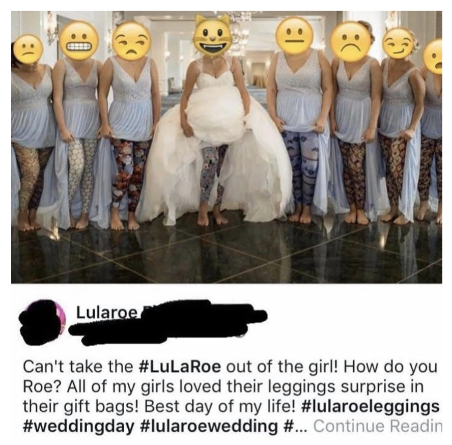 A bride promoting her MLM at her wedding