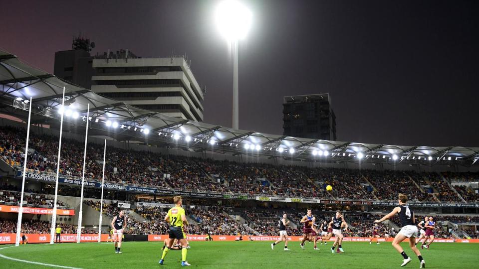 Action from Brisbane Lions v Carlton at the Gabba.