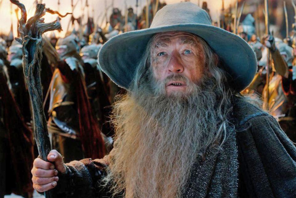 THE HOBBIT: THE BATTLE OF THE FIVE ARMIES 2014 Warner Bros film with Ian McKellen as Gandalf the Grey