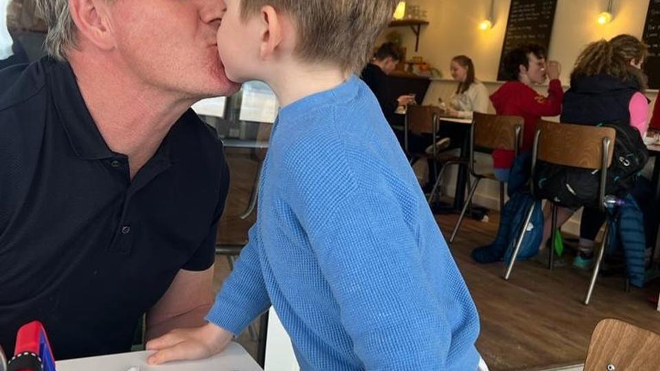 Gordon Ramsay kissing his son Oscar