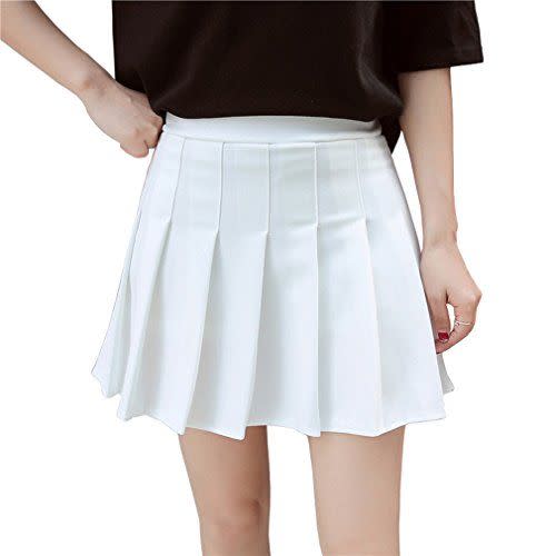 4) Women Girls Short High Waist Pleated Skater Tennis Skirt