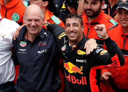 Formula One F1 - Monaco Grand Prix - Circuit de Monaco, Monte Carlo, Monaco - May 27, 2018 Red Bull’s Daniel Ricciardo celebrates winning the race REUTERS/Benoit Tessier