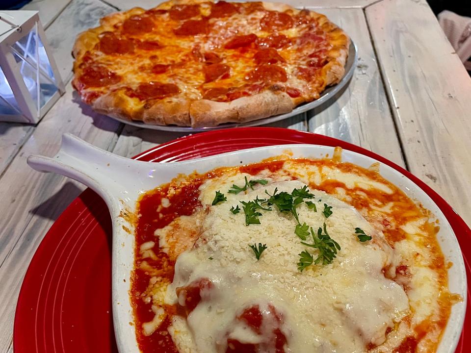 Pepperoni pizza and Lasagna Della Nonna from Little Italy's Ristorante in Daytona Beach.