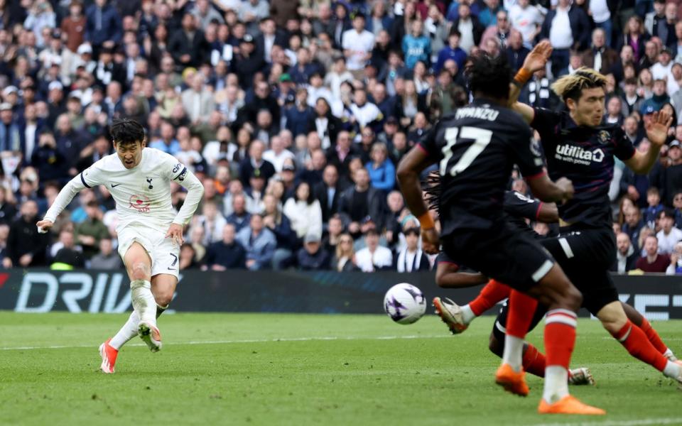 Tottenham Hotspur's Son Heung-Min scores against Luton